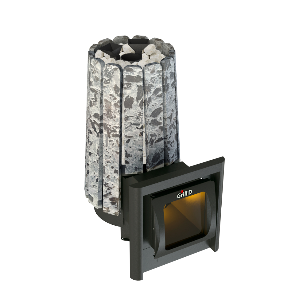 Дровяная банная печь Grill'D Cometa Vega 180 Long Window Max Stone (Серпентинит)