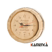 Часы бондарные дуб с пословицей ЧПД-3